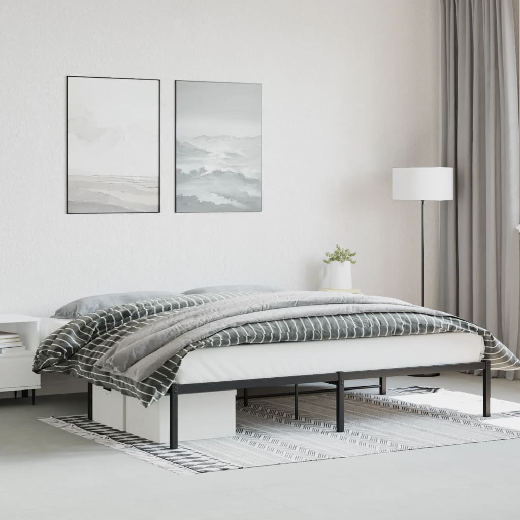 Cadre de lit métal sans matelas noir 200x200 cm - XIOS