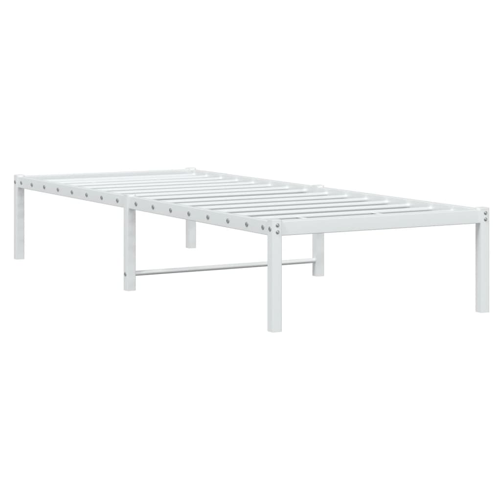 Cadre de lit métal sans matelas blanc 75x190 cm