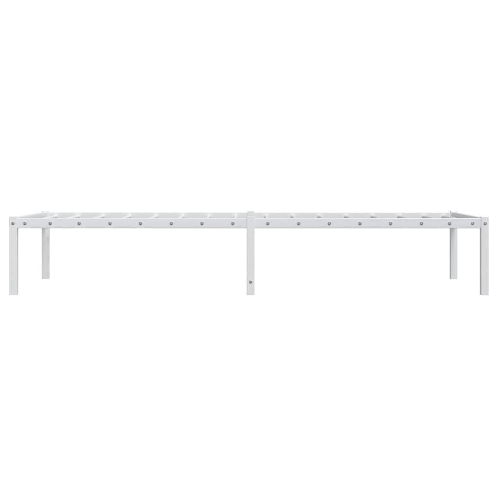 Cadre de lit métal sans matelas blanc 75x190 cm