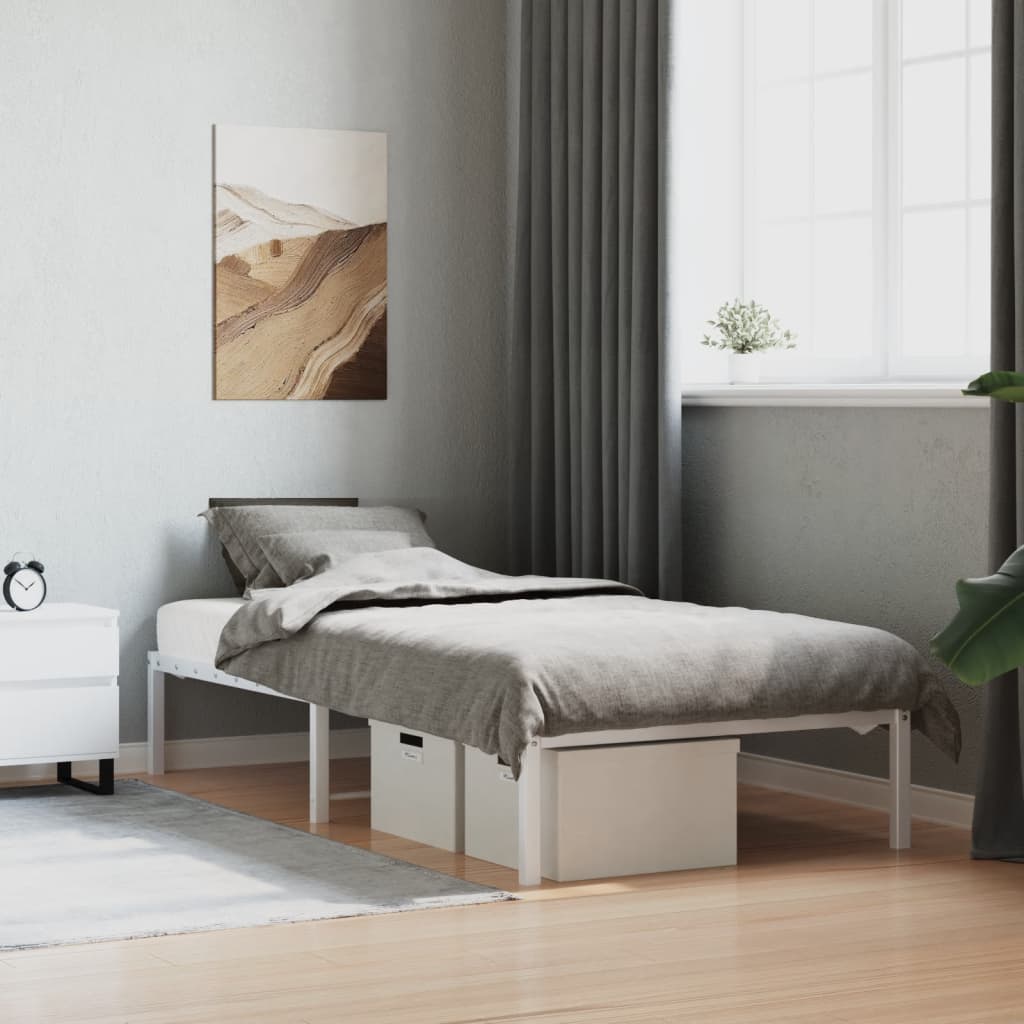 Cadre de lit métal sans matelas blanc 90x190 cm - XIOS