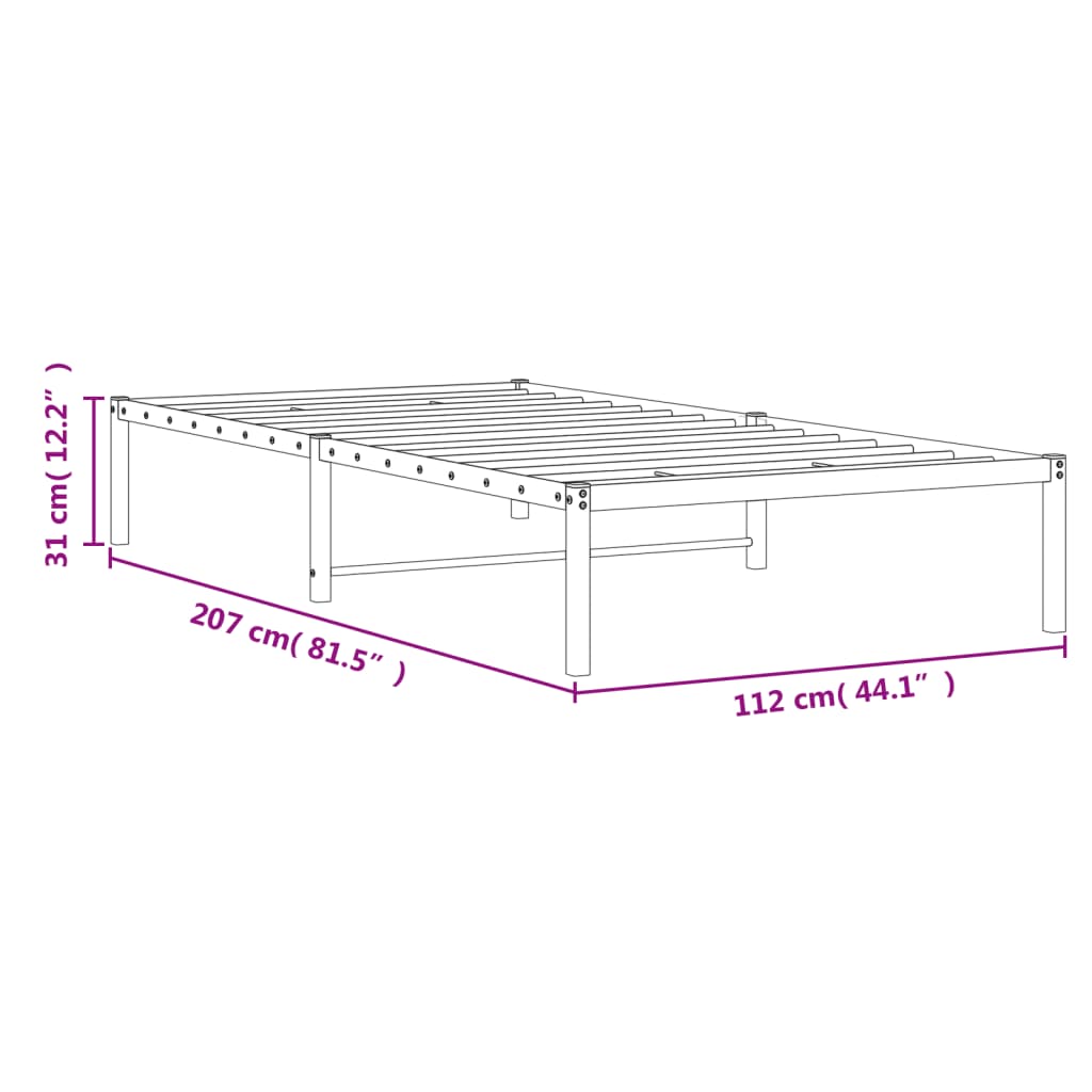 Cadre de lit en métal sans matelas blanc 107x203 cm - XIOS