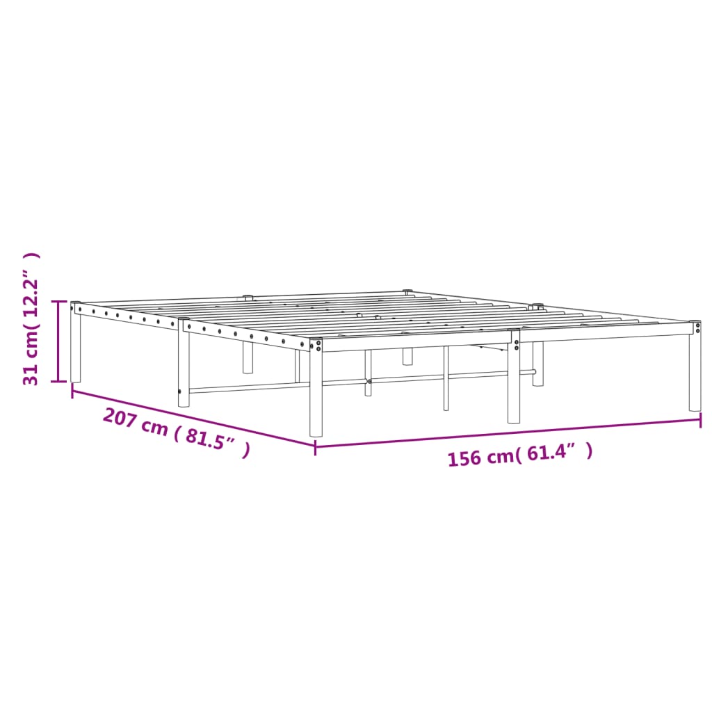 Cadre de lit métal sans matelas blanc 150x200 cm - XIOS