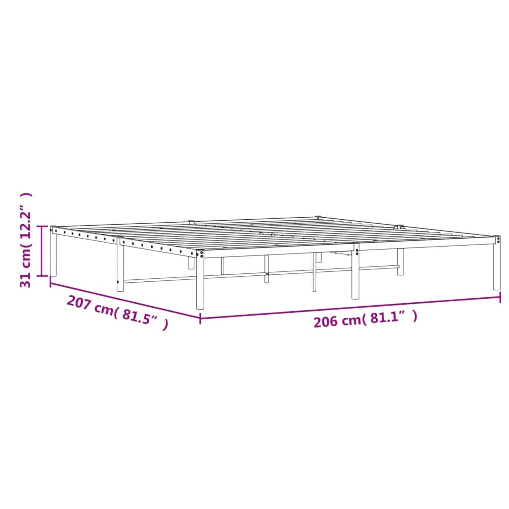 Cadre de lit métal sans matelas blanc 200x200 cm - XIOS