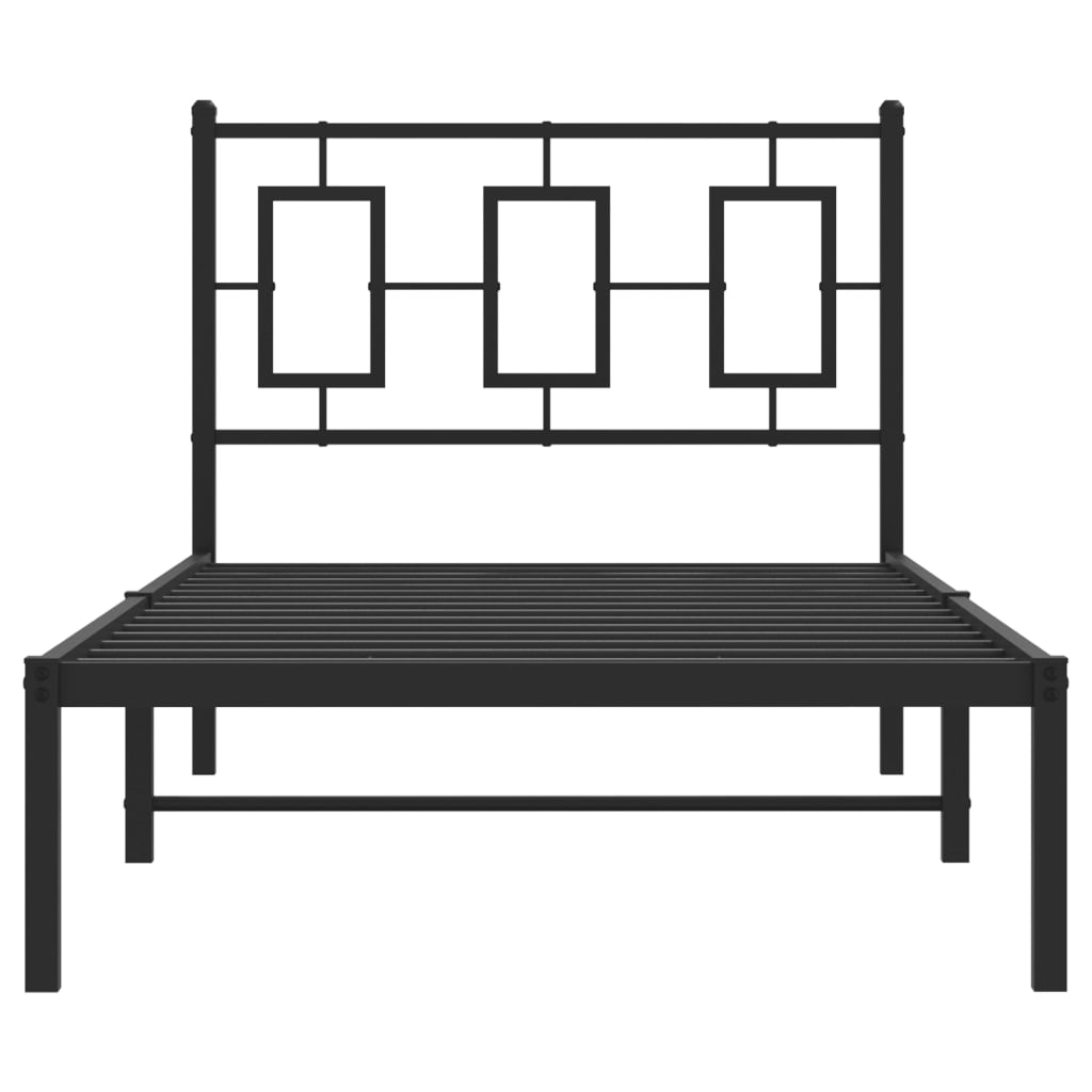 Cadre de lit métal sans matelas avec tête de lit noir 90x190 cm - XIOS