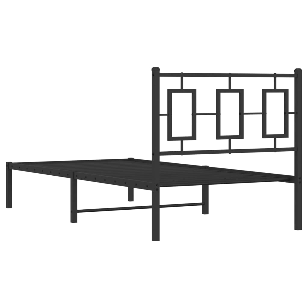 Cadre de lit métal sans matelas avec tête de lit noir 90x190 cm - XIOS