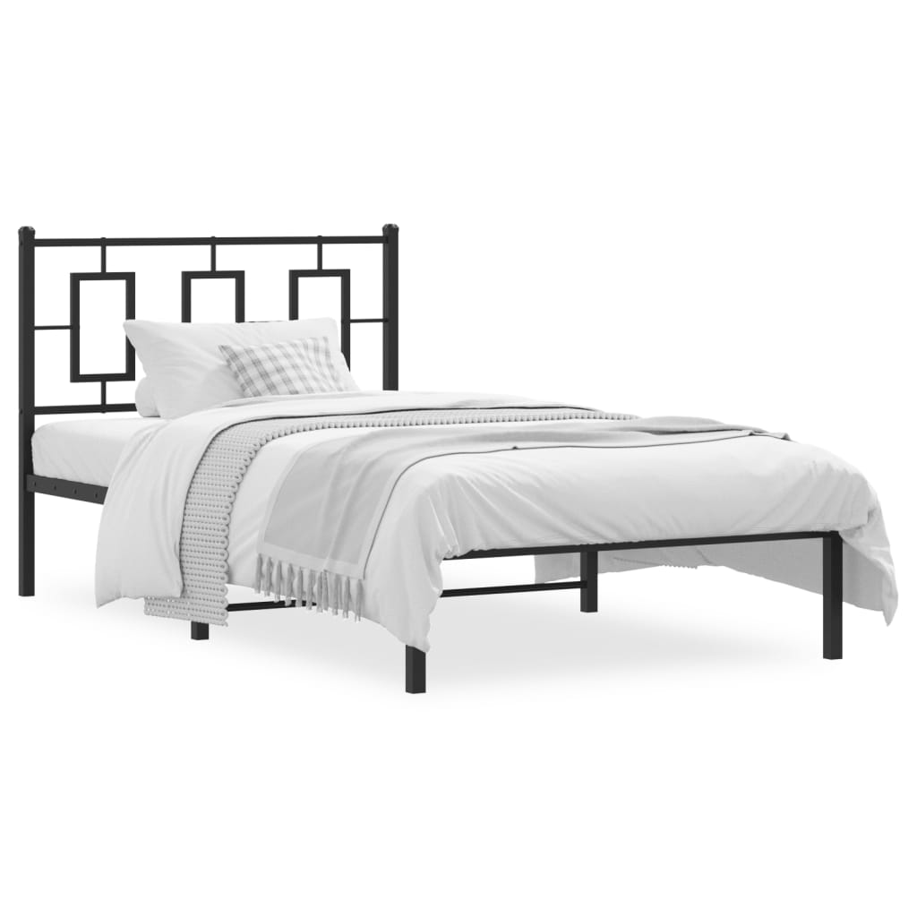 Cadre de lit métal sans matelas avec tête de lit noir 100x200cm - XIOS