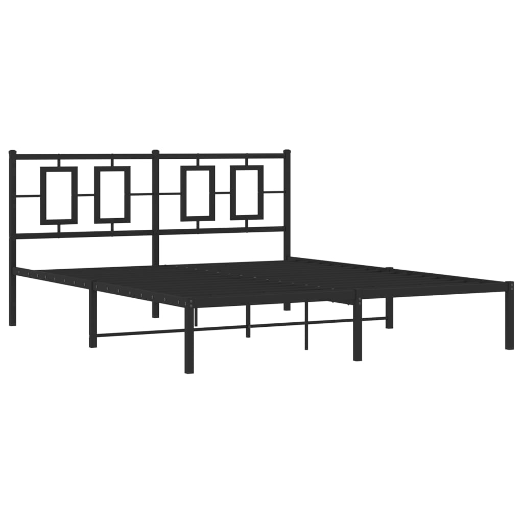Cadre de lit métal sans matelas avec tête de lit noir 150x200cm - XIOS