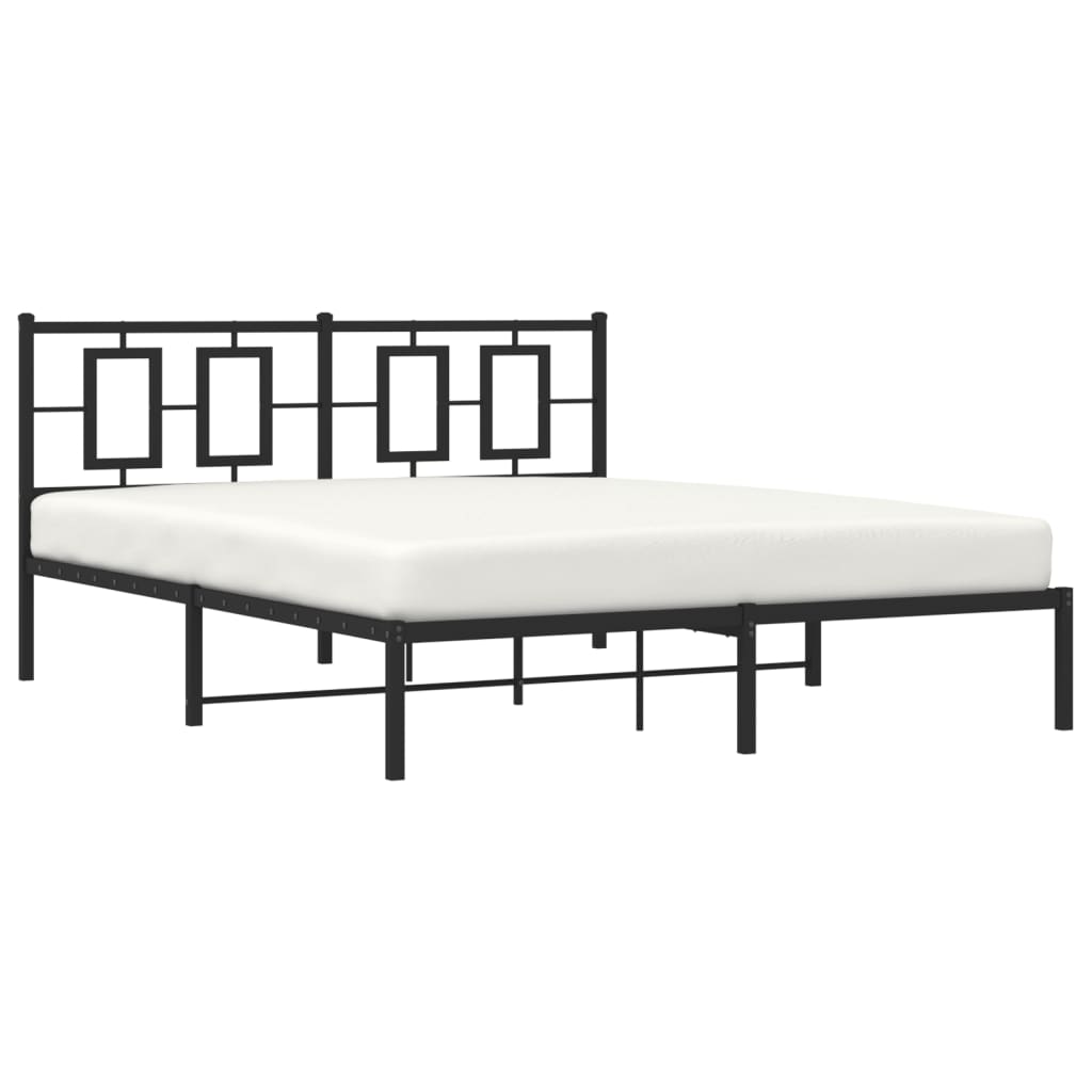 Cadre de lit métal sans matelas avec tête de lit noir 150x200cm - XIOS