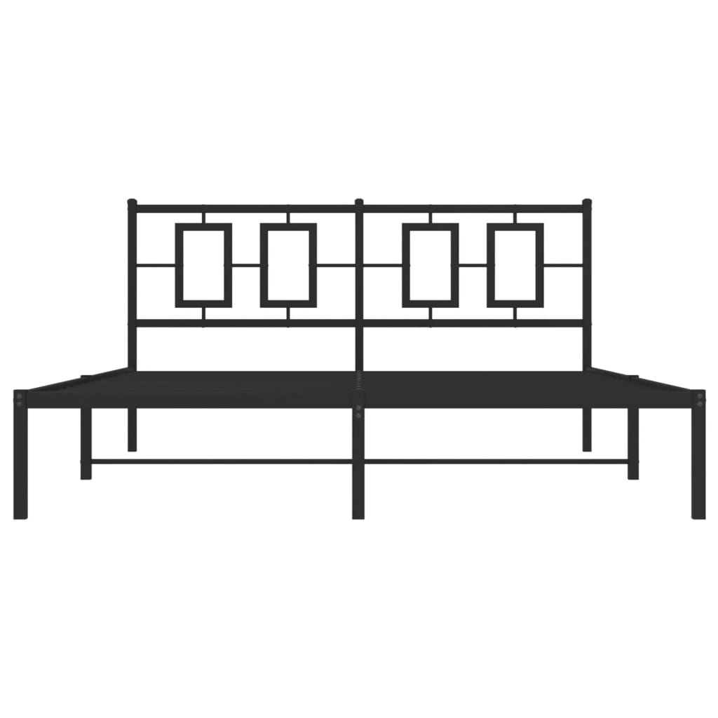 Cadre de lit métal sans matelas avec tête de lit noir 150x200cm - XIOS