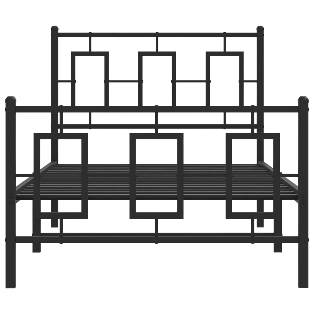 Cadre de lit métal sans matelas avec pied de lit noir 90x200 cm - XIOS