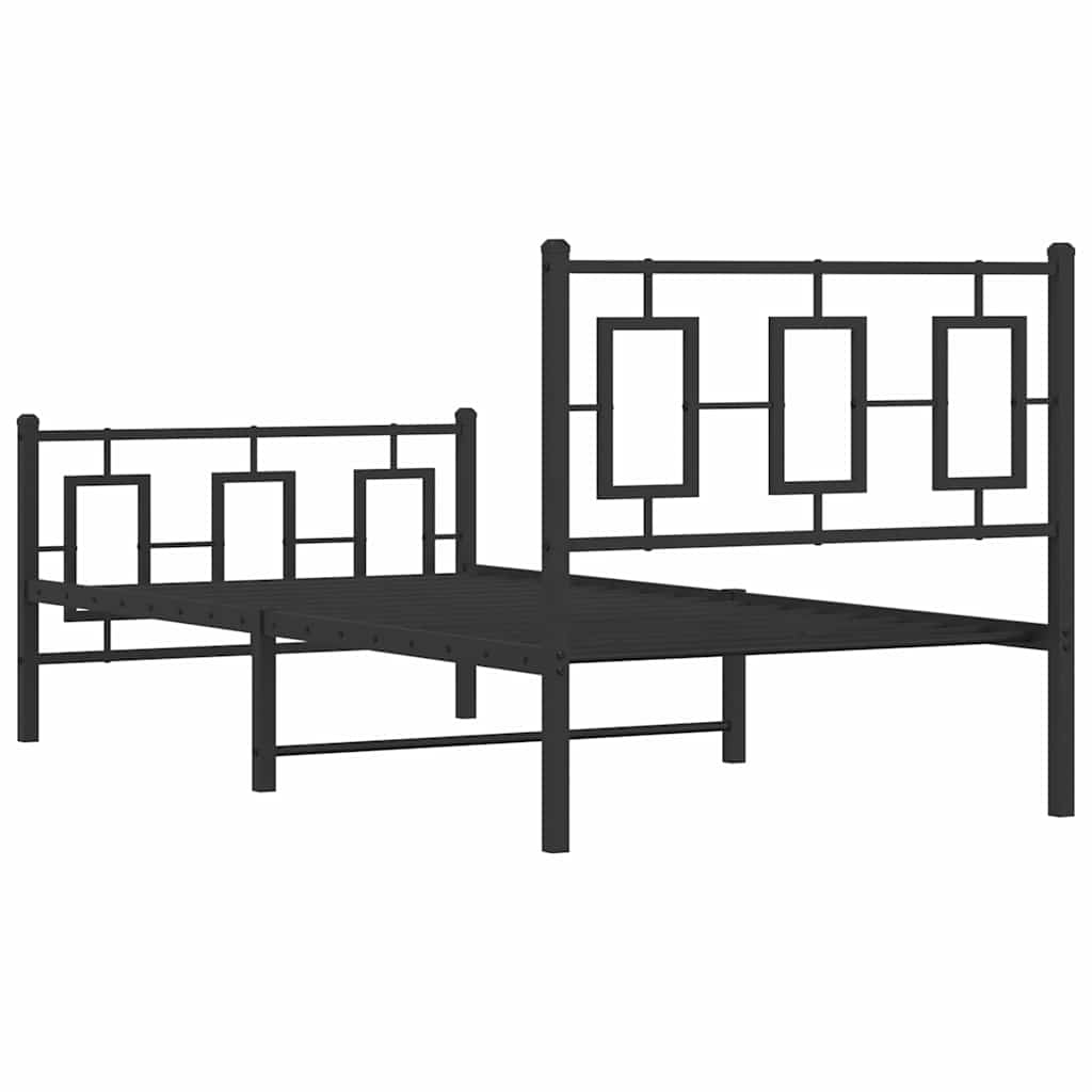 Cadre de lit métal sans matelas avec pied de lit noir 90x200 cm - XIOS
