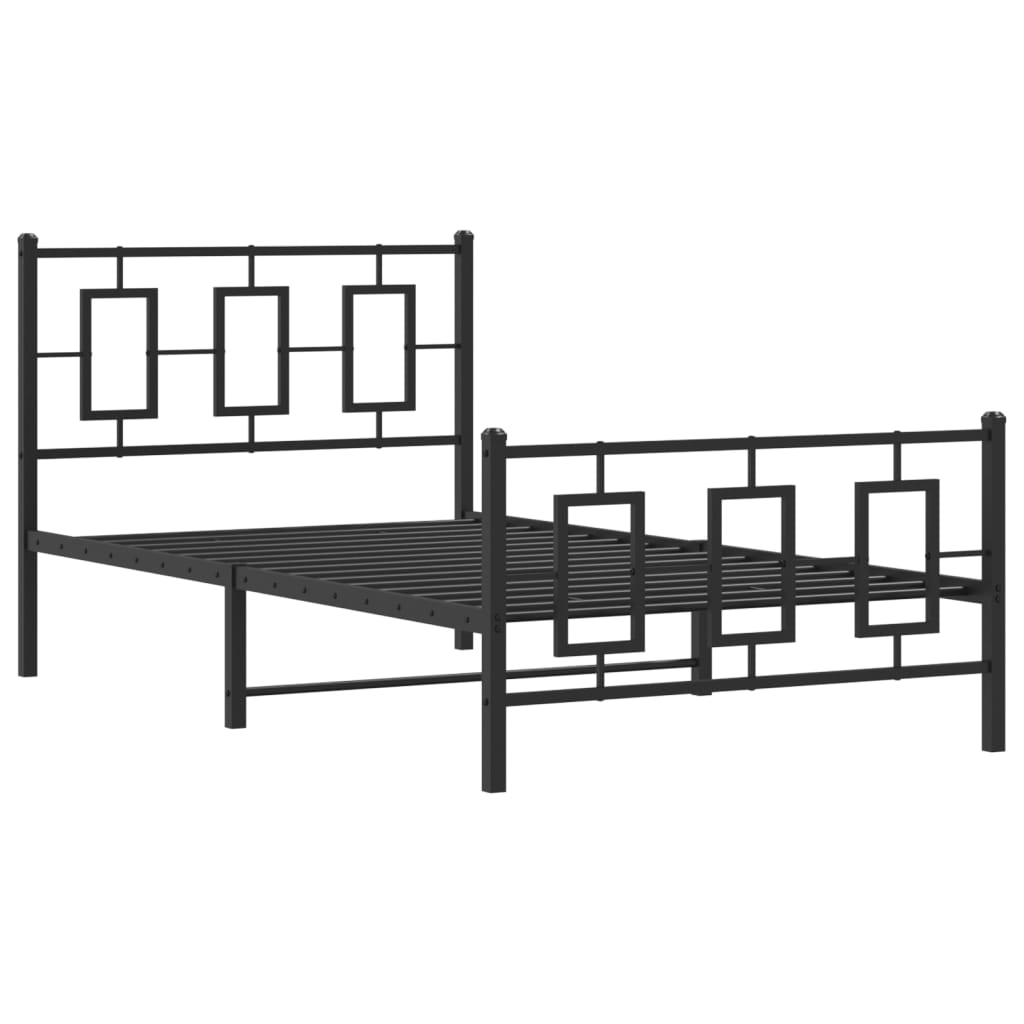 Cadre de lit métal sans matelas et pied de lit noir 100x200 cm - XIOS