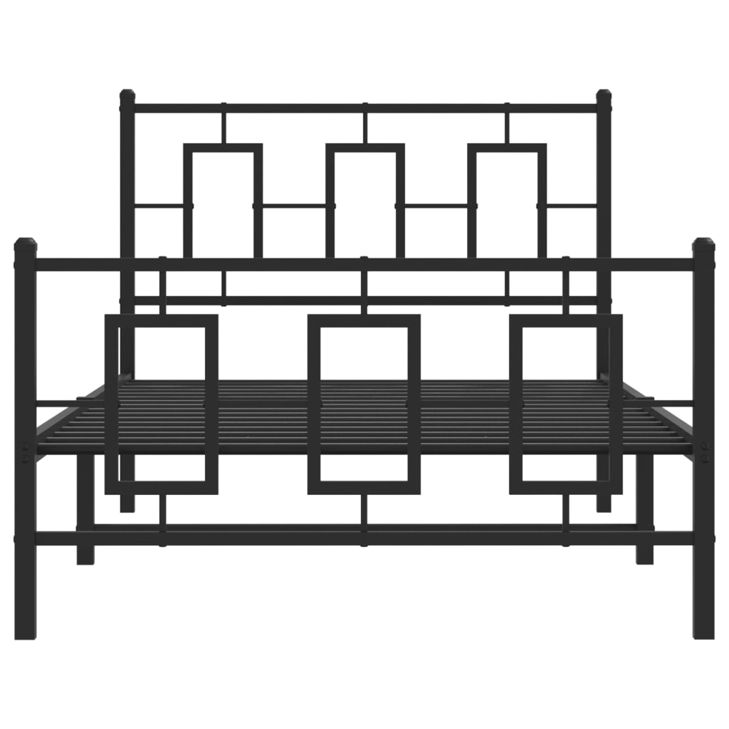 Cadre de lit métal sans matelas et pied de lit noir 100x200 cm - XIOS
