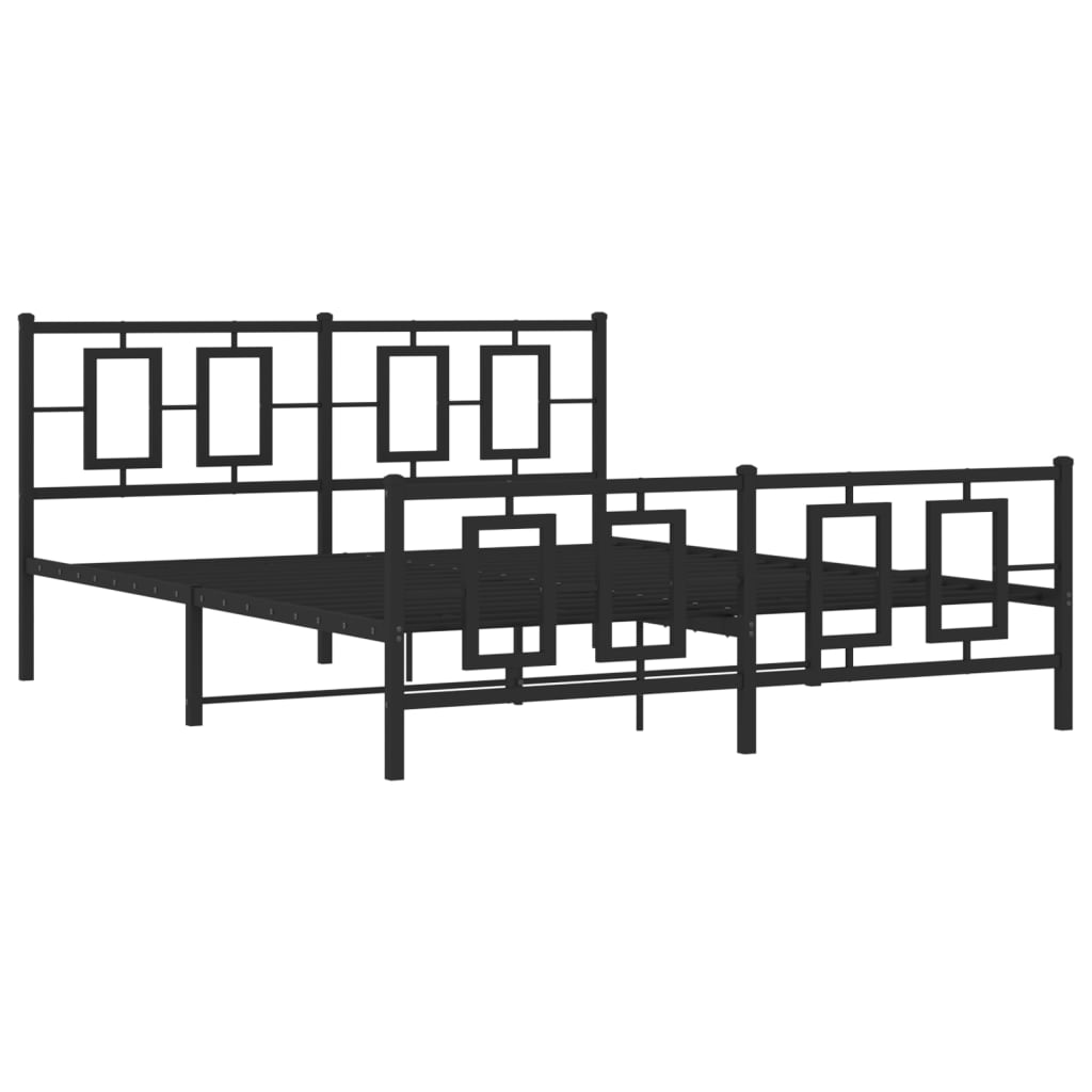 Cadre de lit métal sans matelas avec pied de lit noir 150x200cm - XIOS