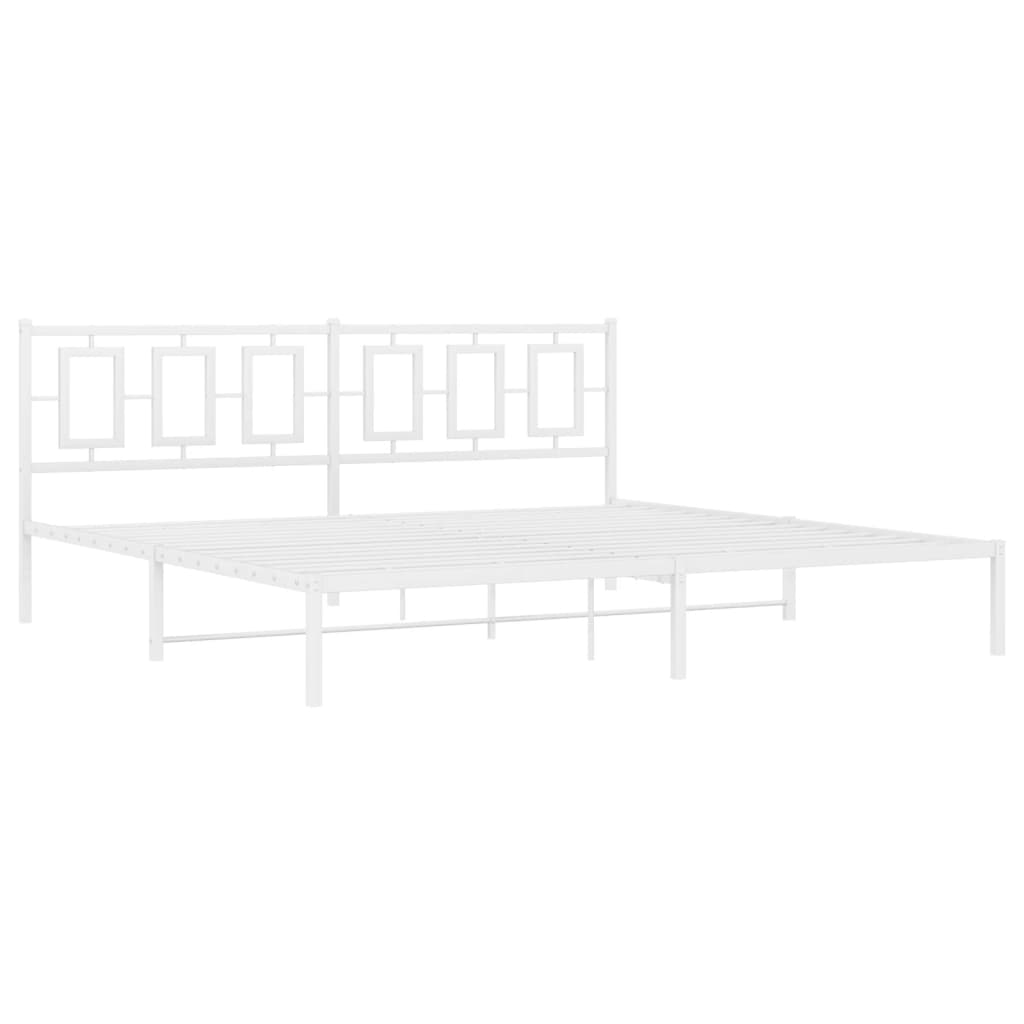 Cadre de lit métal sans matelas et tête de lit blanc 193x203 cm - XIOS