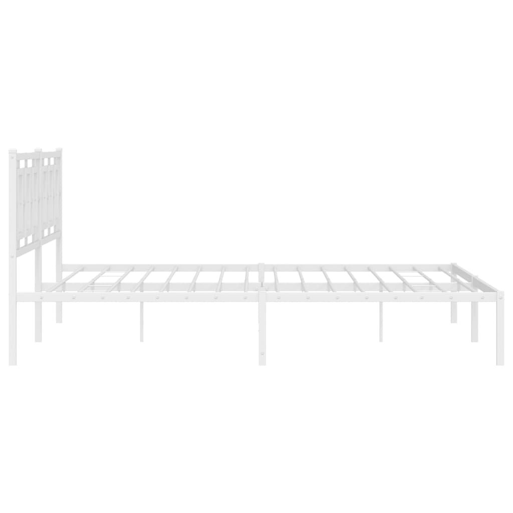 Cadre de lit métal sans matelas et tête de lit blanc 193x203 cm - XIOS