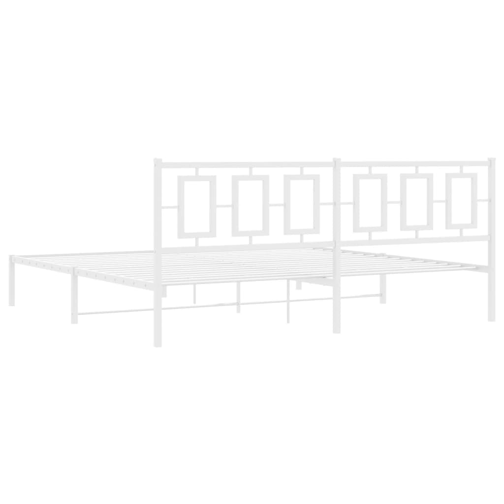 Cadre de lit métal sans matelas et tête de lit blanc 193x203 cm - XIOS