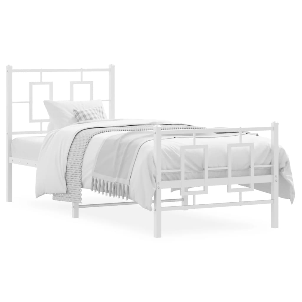 Cadre de lit métal sans matelas avec pied de lit blanc 80x200cm - XIOS