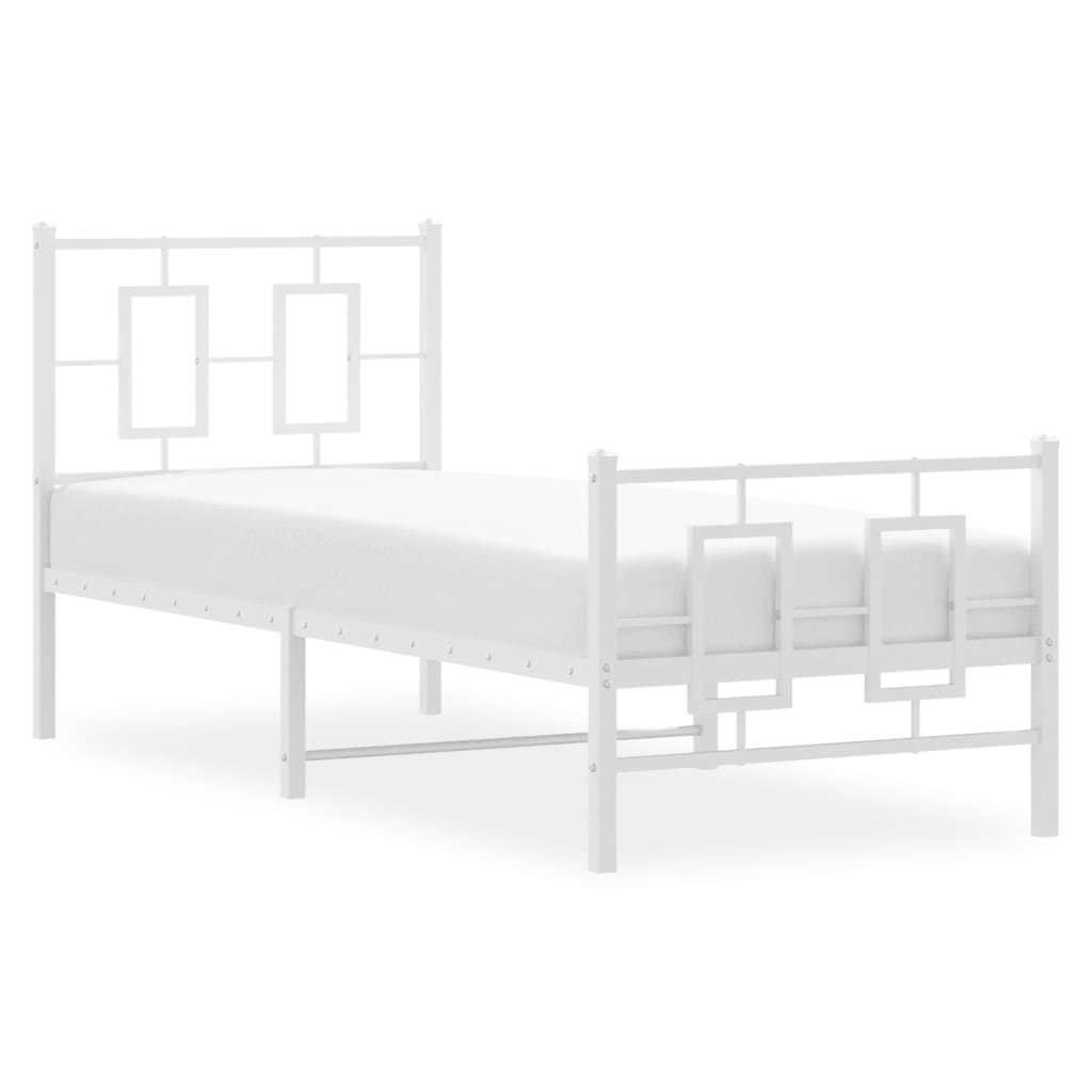 Cadre de lit métal sans matelas avec pied de lit blanc 80x200cm - XIOS