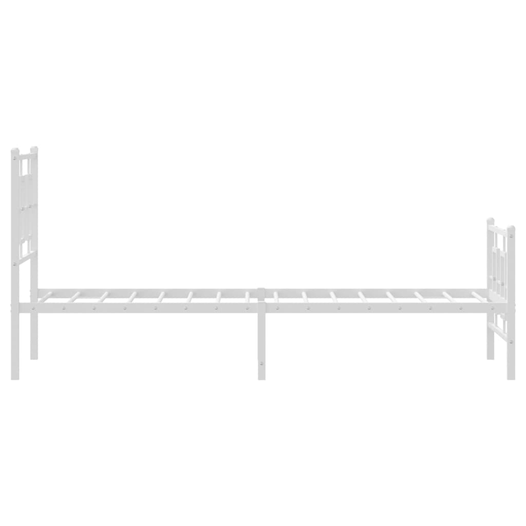 Cadre de lit métal sans matelas avec pied de lit blanc 80x200cm - XIOS