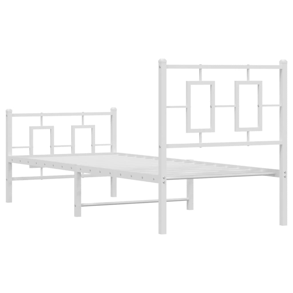 Cadre de lit métal sans matelas avec pied de lit blanc 80x200cm - XIOS