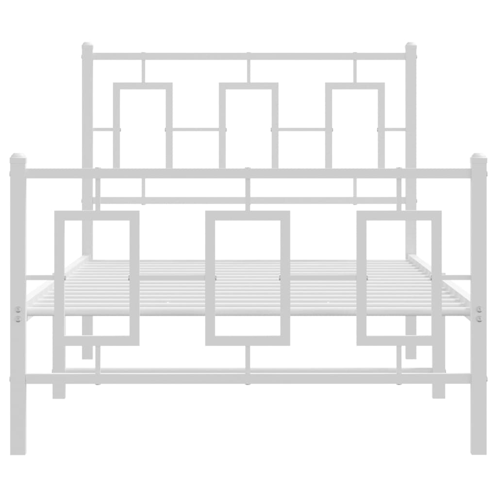 Cadre de lit métal sans matelas avec pied de lit blanc 90x200cm - XIOS