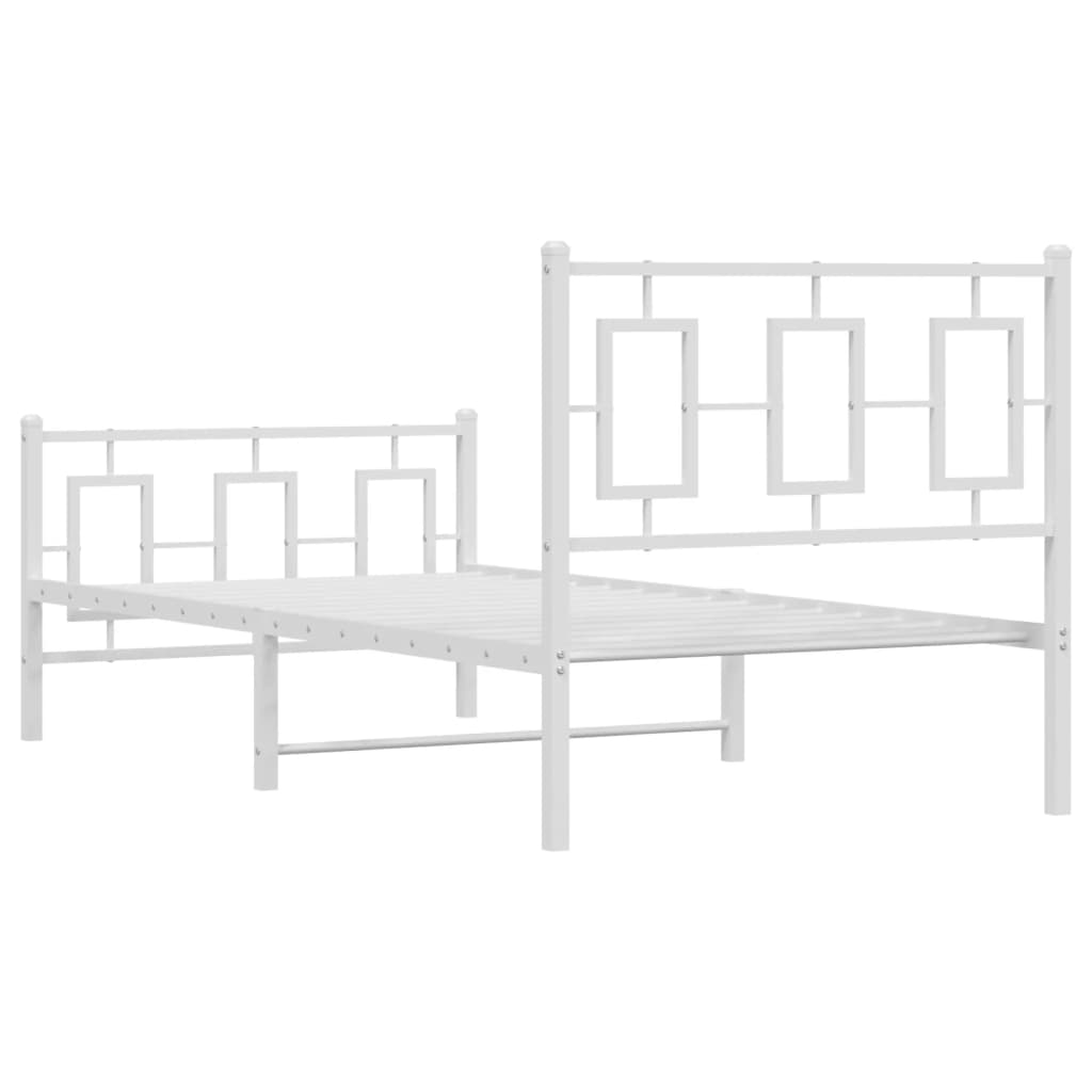 Cadre de lit métal sans matelas avec pied de lit blanc 90x200cm - XIOS