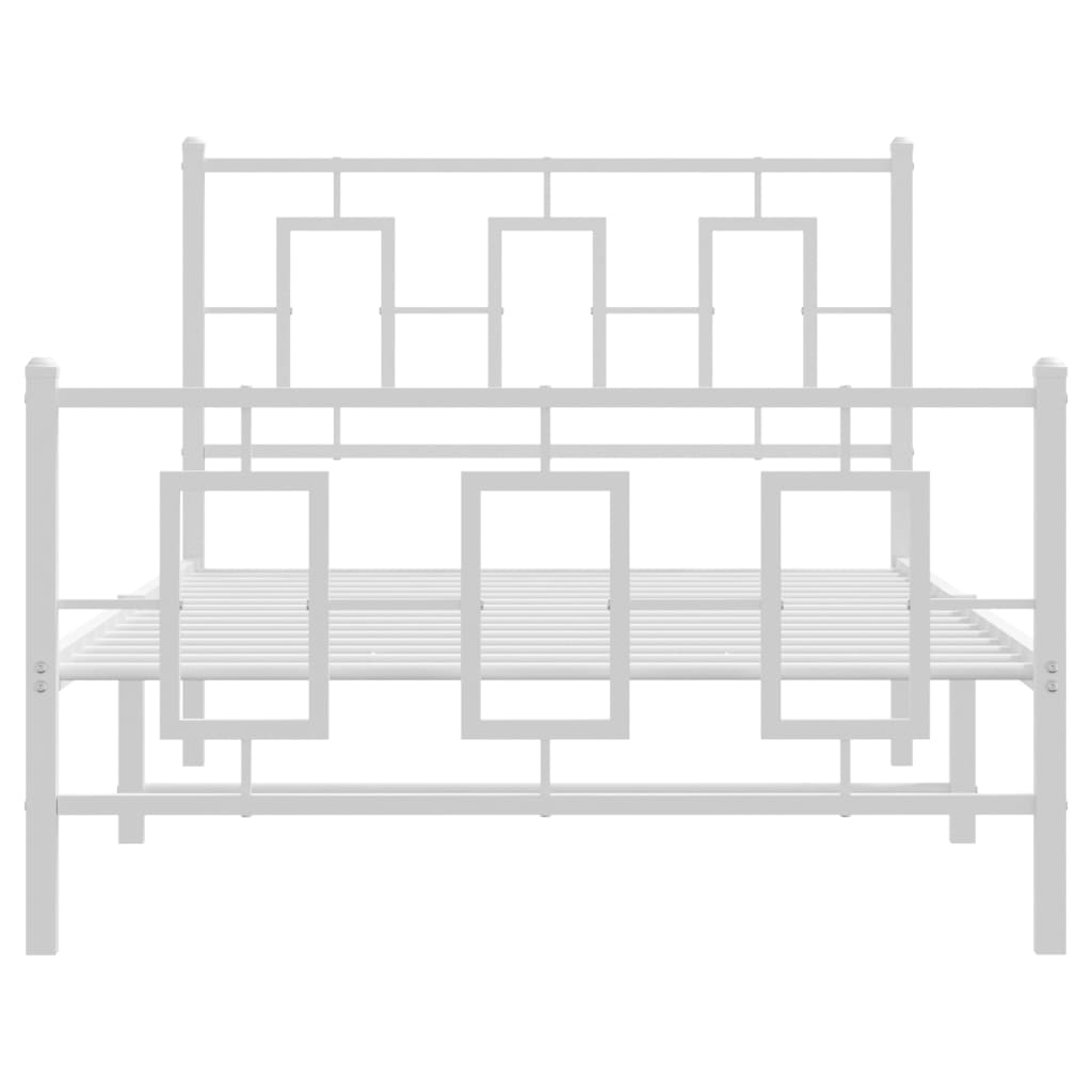 Cadre de lit métal sans matelas et pied de lit blanc 100x200 cm