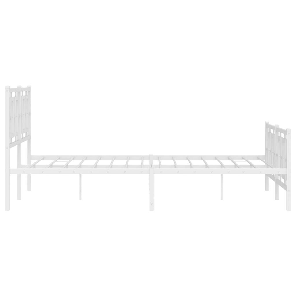 Cadre de lit métal sans matelas et pied de lit blanc 150x200 cm - XIOS