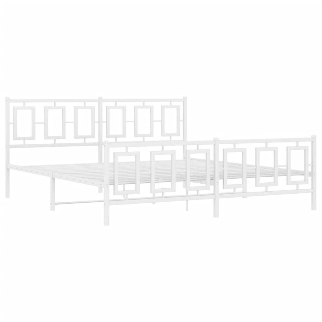 Cadre de lit métal sans matelas et pied de lit blanc 180x200 cm - XIOS