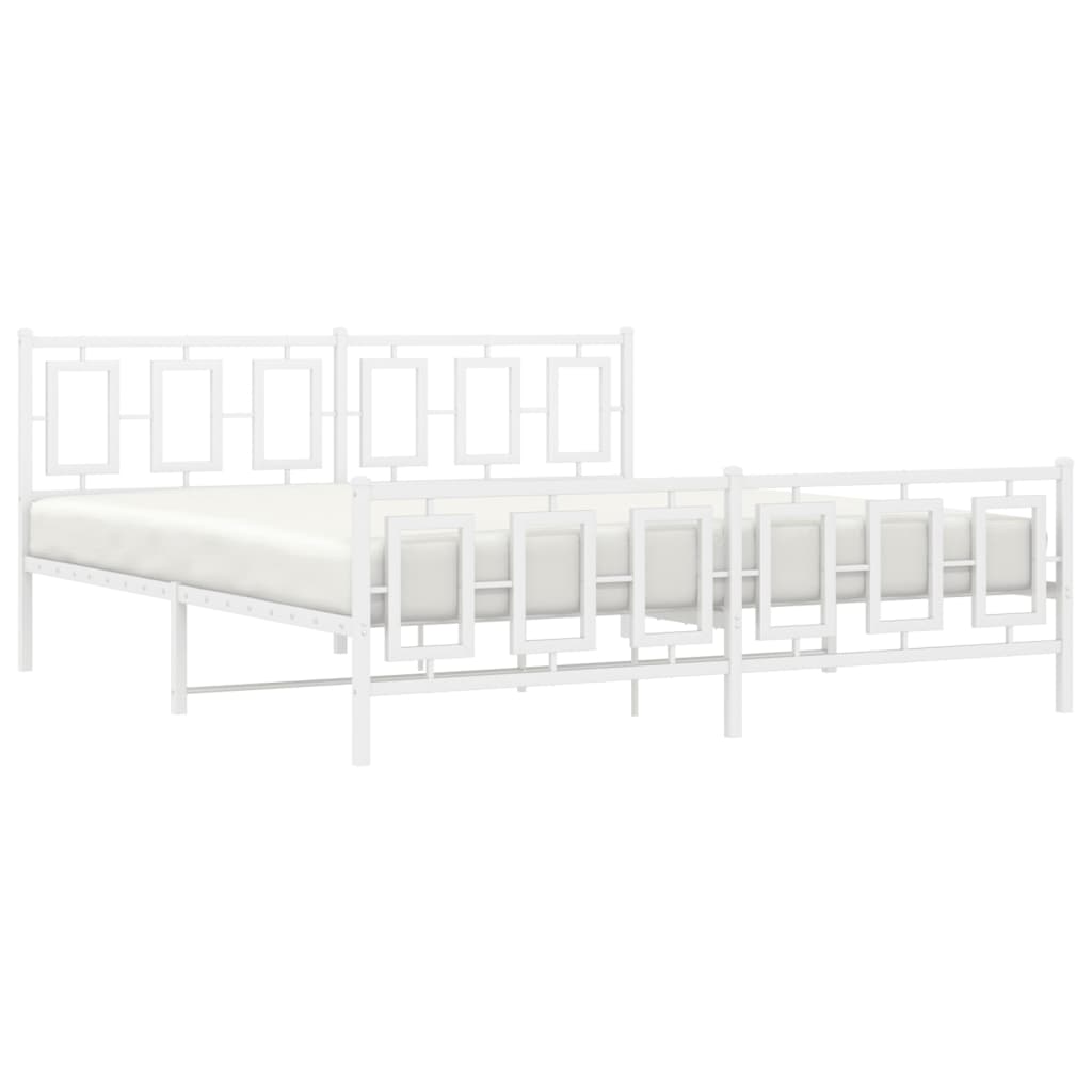 Cadre de lit métal sans matelas et pied de lit blanc 180x200 cm - XIOS