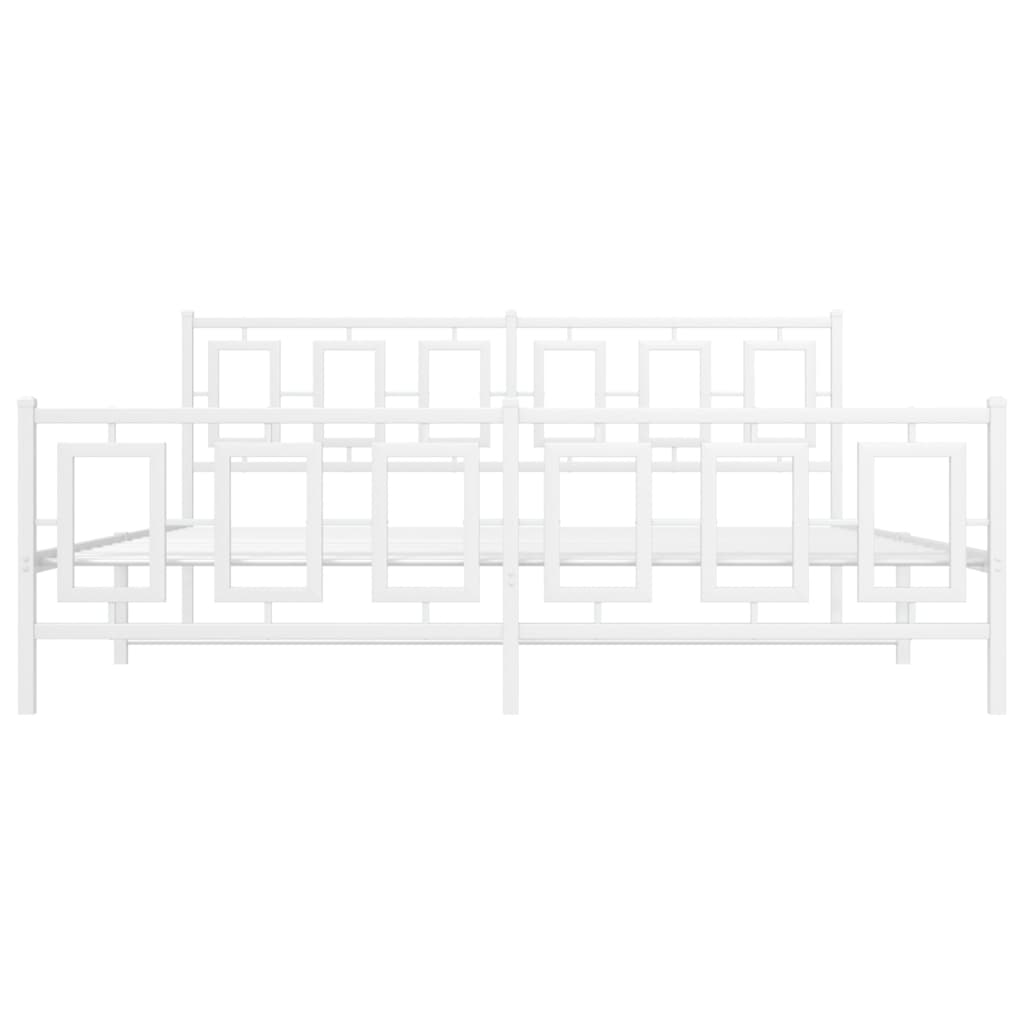 Cadre de lit métal sans matelas et pied de lit blanc 180x200 cm - XIOS