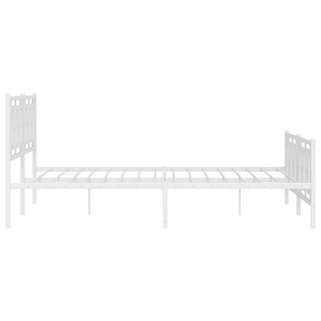Cadre de lit métal sans matelas et pied de lit blanc 180x200 cm - XIOS