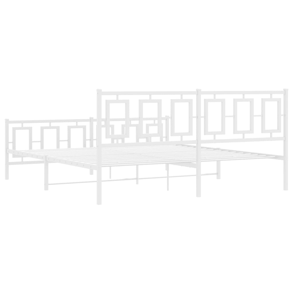 Cadre de lit métal sans matelas et pied de lit blanc 180x200 cm - XIOS