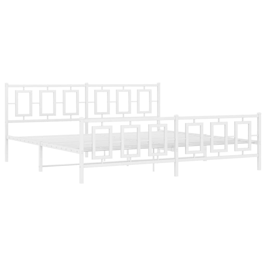 Cadre de lit métal sans matelas et pied de lit blanc 193x203 cm - XIOS