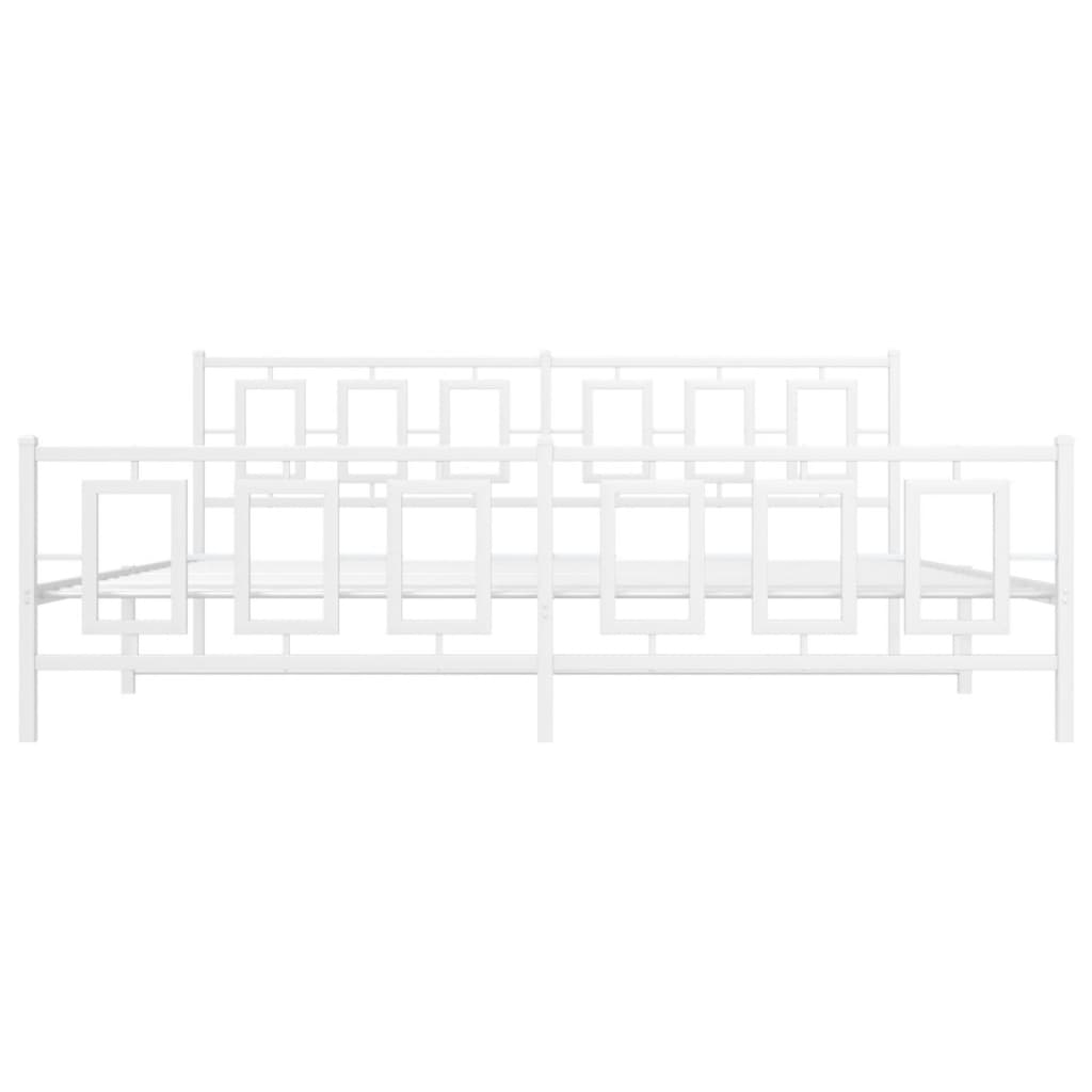 Cadre de lit métal sans matelas et pied de lit blanc 193x203 cm - XIOS