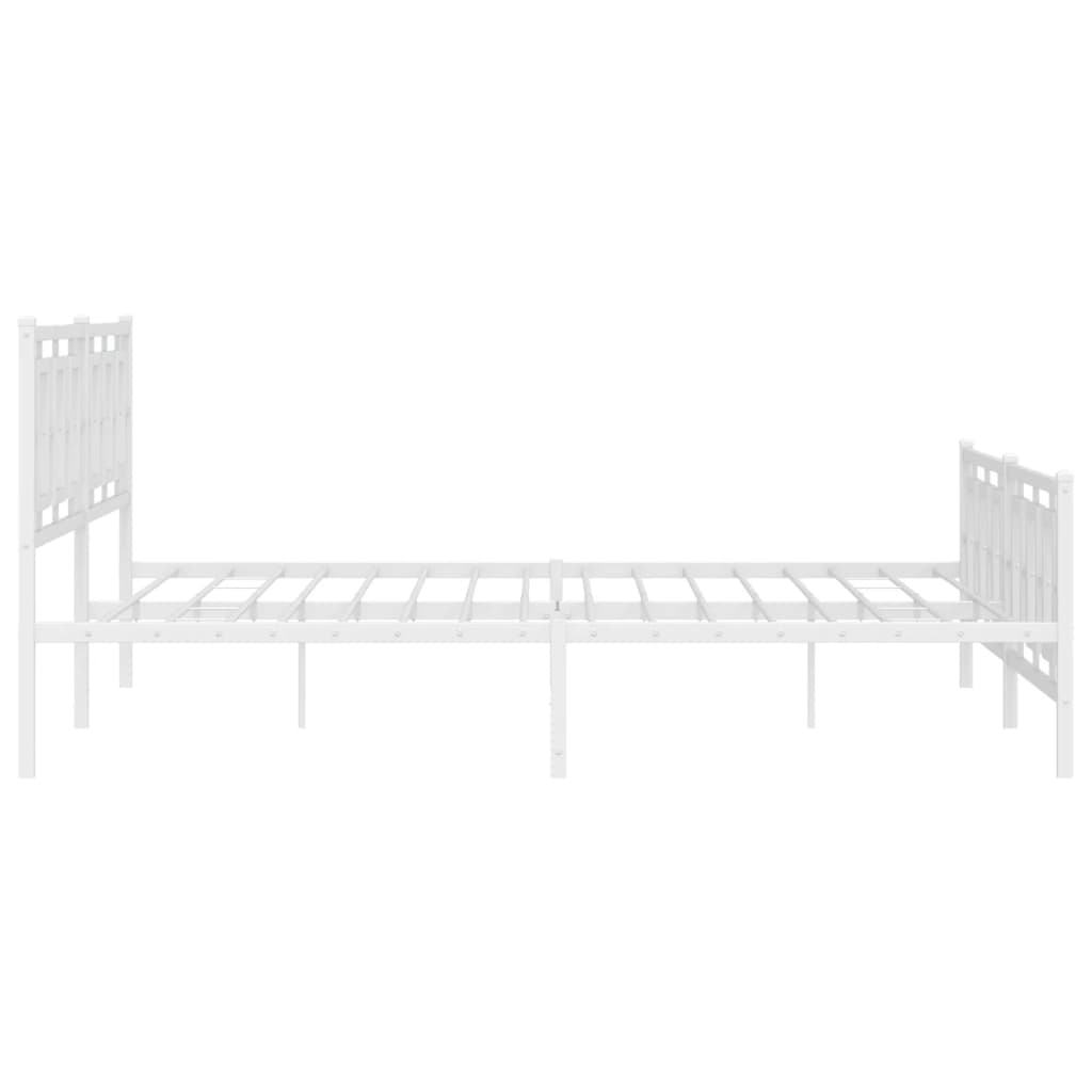 Cadre de lit métal sans matelas et pied de lit blanc 193x203 cm - XIOS