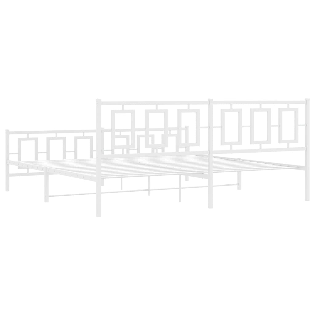Cadre de lit métal sans matelas et pied de lit blanc 193x203 cm - XIOS