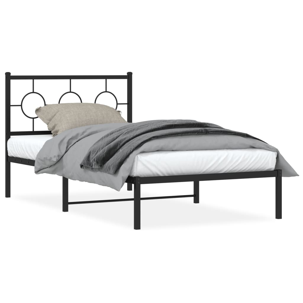 Cadre de lit métal sans matelas avec tête de lit noir 100x200cm - XIOS