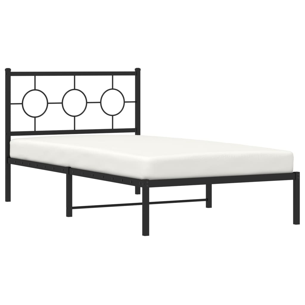 Cadre de lit métal sans matelas avec tête de lit noir 100x200cm - XIOS