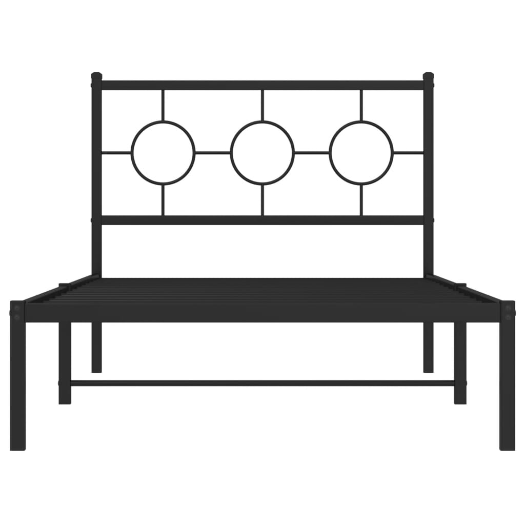 Cadre de lit métal sans matelas avec tête de lit noir 100x200cm - XIOS