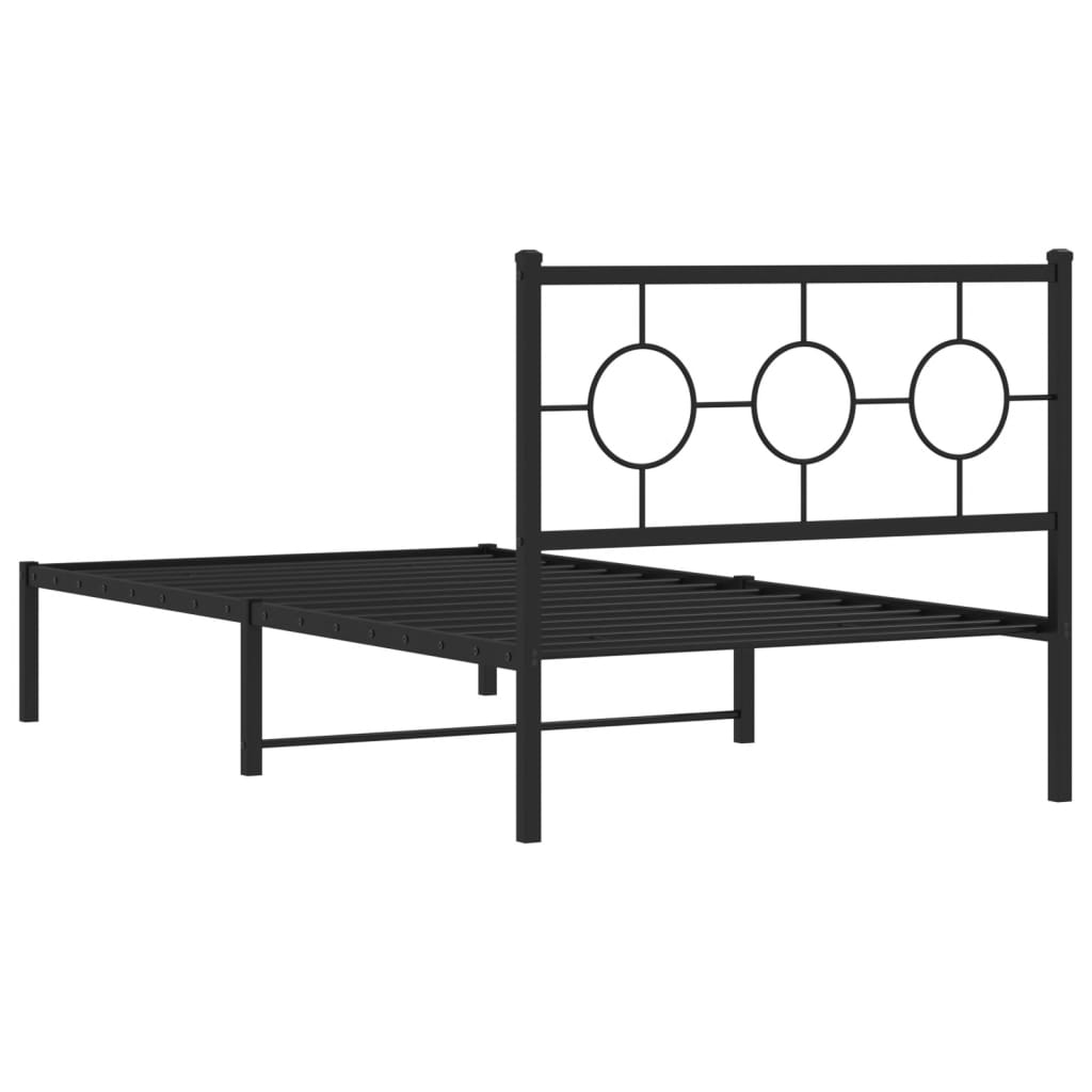 Cadre de lit métal sans matelas avec tête de lit noir 100x200cm - XIOS