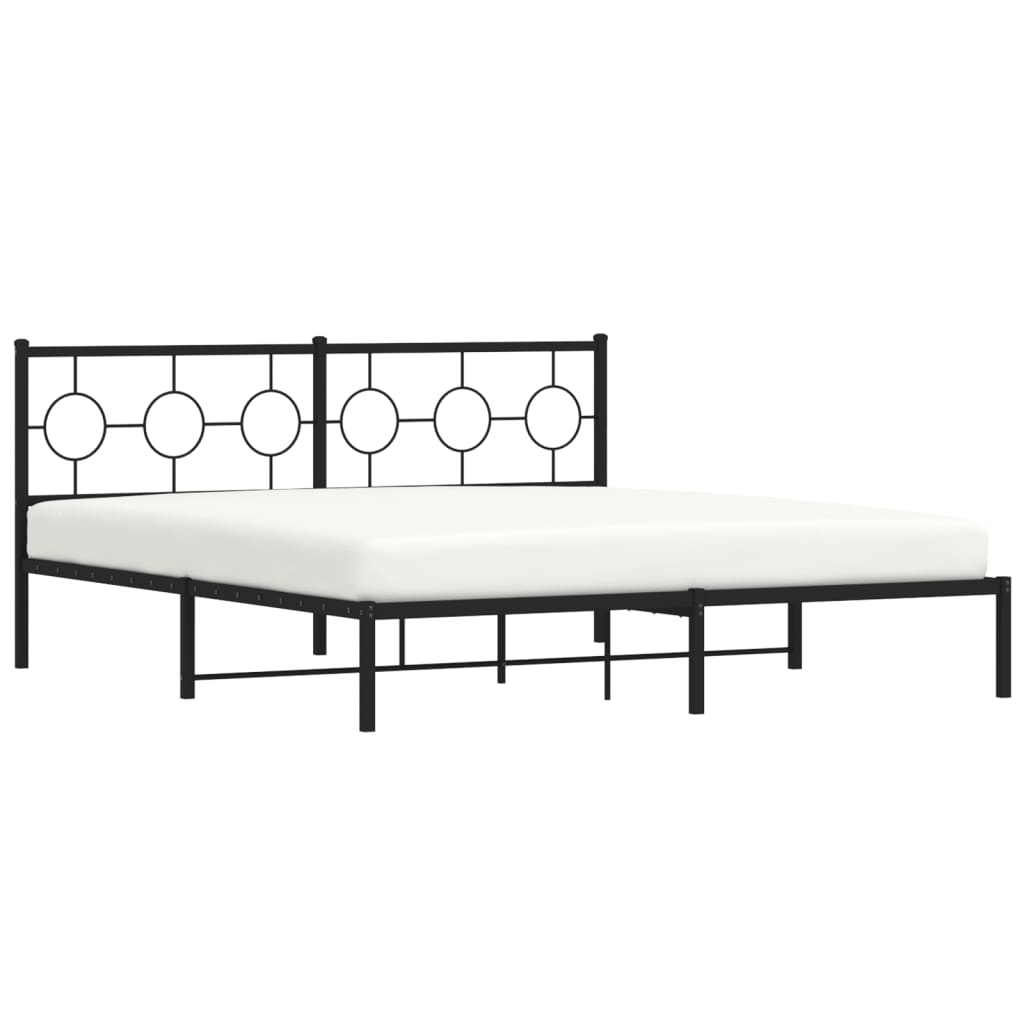 Cadre de lit métal sans matelas et tête de lit noir 180x200 cm - XIOS