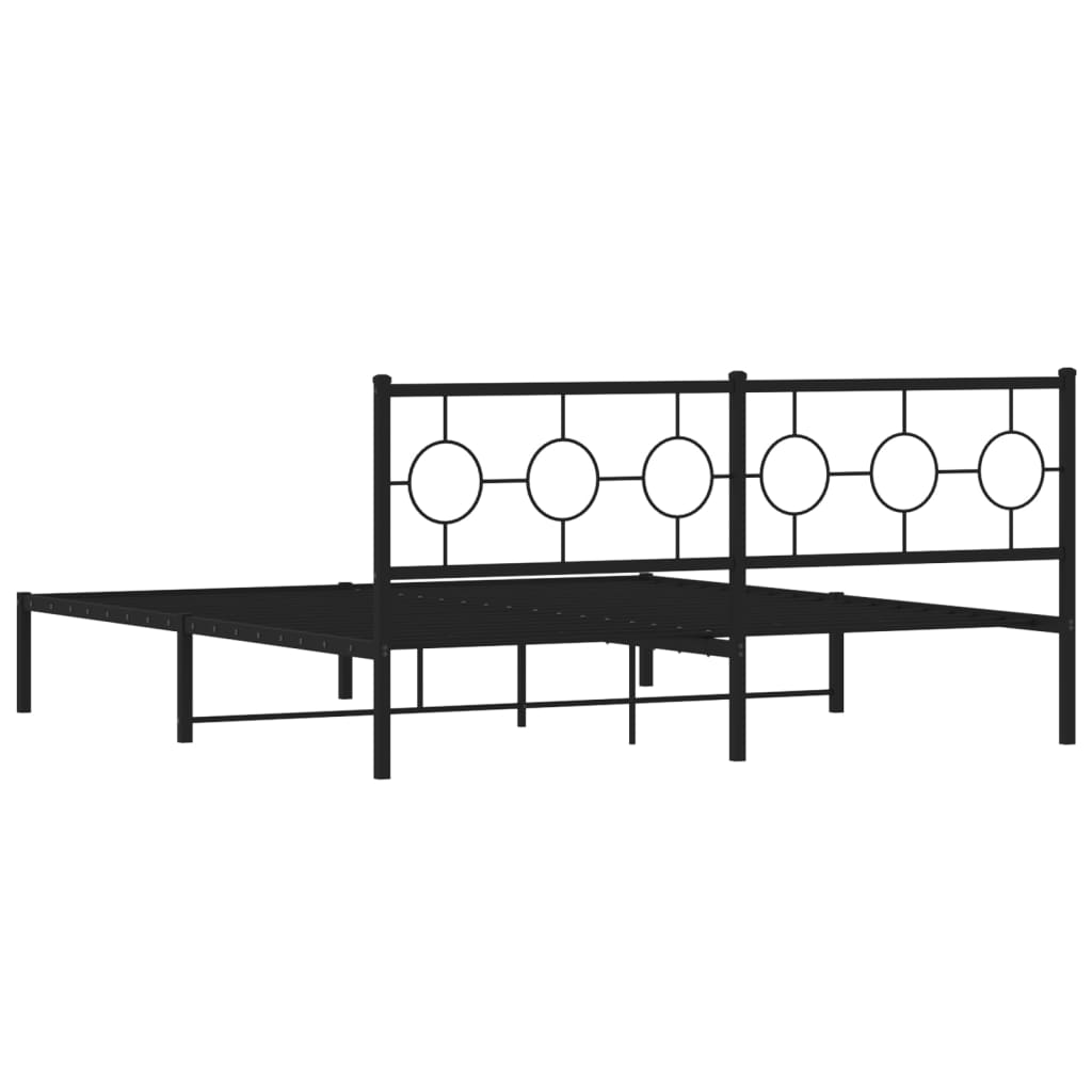 Cadre de lit métal sans matelas et tête de lit noir 180x200 cm - XIOS