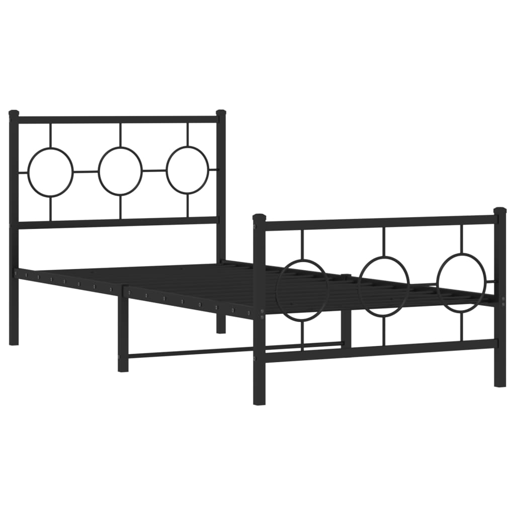 Cadre de lit métal sans matelas avec pied de lit noir 90x200 cm - XIOS
