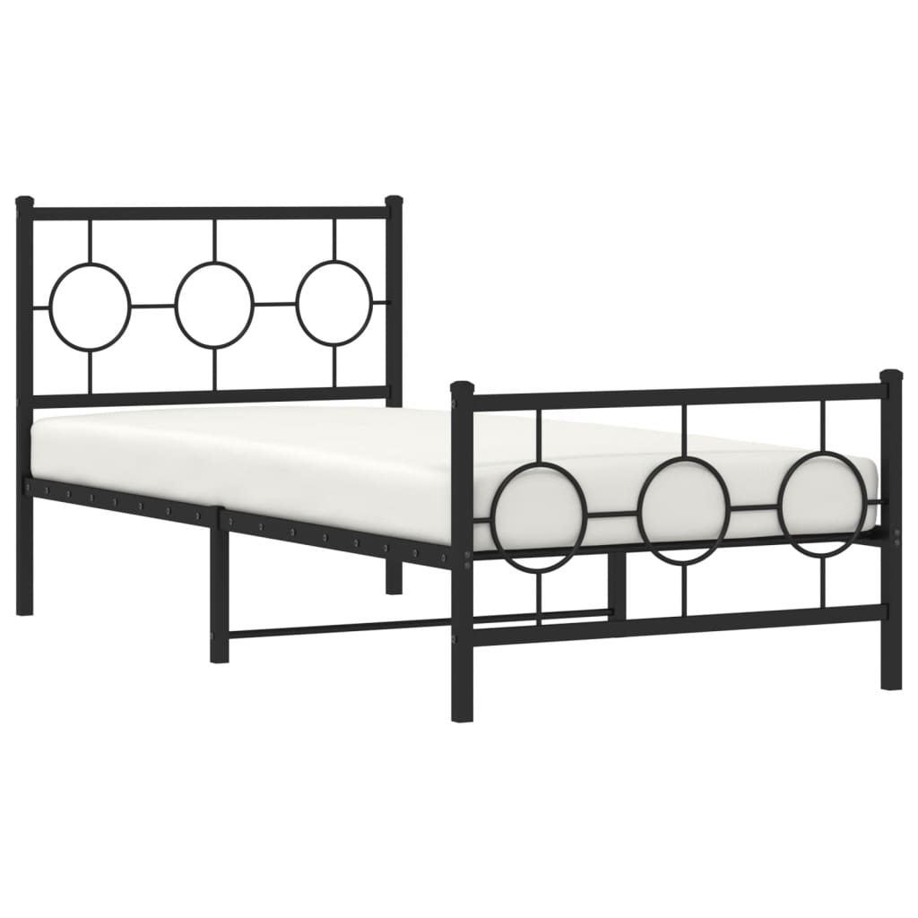 Cadre de lit métal sans matelas avec pied de lit noir 90x200 cm - XIOS