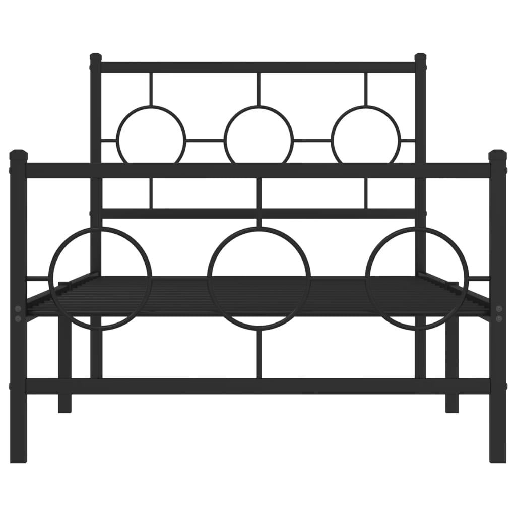 Cadre de lit métal sans matelas avec pied de lit noir 90x200 cm - XIOS