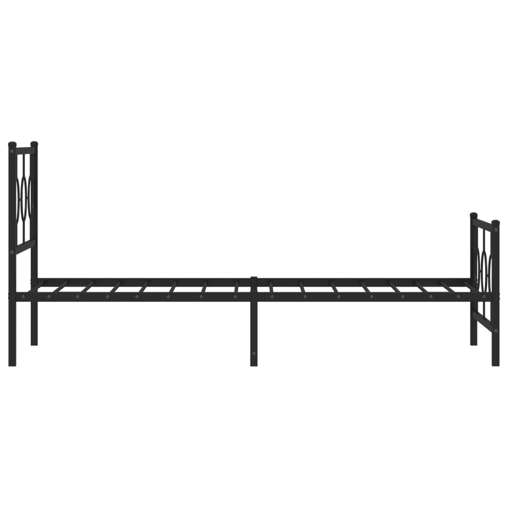 Cadre de lit métal sans matelas avec pied de lit noir 90x200 cm - XIOS