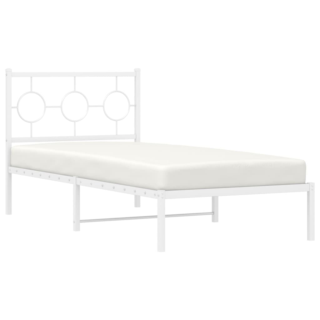 Cadre de lit métal sans matelas avec tête de lit blanc 90x200cm - XIOS