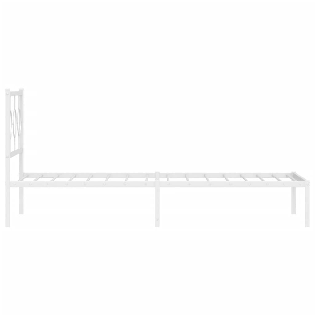 Cadre de lit métal sans matelas avec tête de lit blanc 90x200cm - XIOS